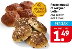 Hoogvliet Reuze muesli of rozijnen bollen aanbieding