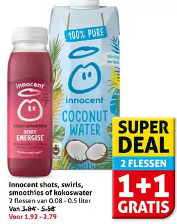 Hoogvliet Innocent shots, swirls, smoothies of kokoswater aanbieding