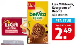 Hoogvliet Liga Milkbreak, Evergreen of Belvita aanbieding