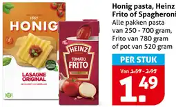 Hoogvliet Honig pasta, Heinz Frito of Spagheroni aanbieding
