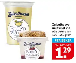 Hoogvliet Zuivelhoeve muesli of vla aanbieding
