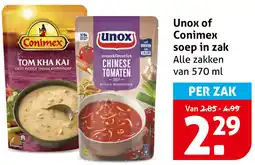 Hoogvliet Unox of Conimex soep in zak aanbieding
