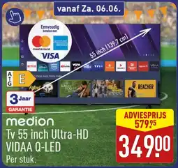 ALDI Medion Tv 55 inch Ultra-HD VIDAA Q-LED aanbieding
