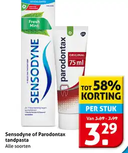 Hoogvliet Sensodyne of Parodontax tandpasta aanbieding