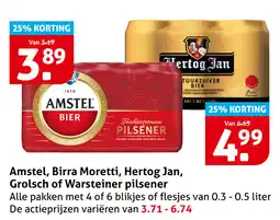 Hoogvliet Amstel, Birra Moretti, Hertog Jan, Grolsch of Warsteiner pilsener aanbieding