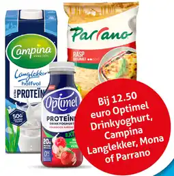 Hoogvliet Optimel Drinkyoghurt, Campina Langlekker, Mona of Parrano aanbieding