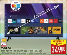 ALDI Medion Tv 55 inch Ultra-HD VIDAA Q-LED 55 aanbieding