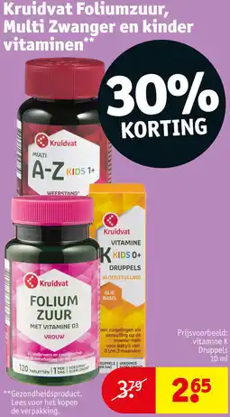 Kruidvat Kruidvat Foliumzuur, Multi Zwanger en kinder vitaminen aanbieding