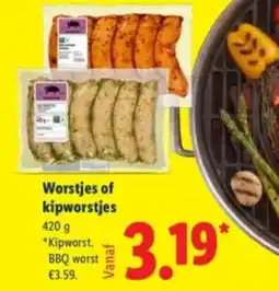 Lidl Worstjes of kipworstjes aanbieding