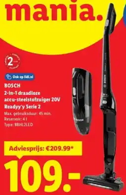 Lidl Bosch 2-in-1 draadloze accu-steelstofzuiger 20V Readyy'y Serie 2 aanbieding