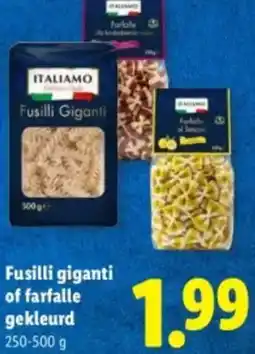 Lidl Fusilli giganti of farfalle gekleurd aanbieding