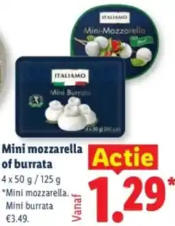 Lidl Mini mozzarella of burrata aanbieding