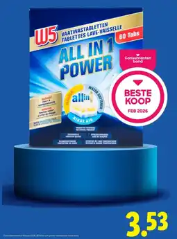 Lidl W5 Vaatwastabletten all in 1 aanbieding