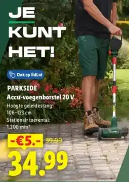 Lidl Parkside Accu-Voegenborstel 20 V aanbieding