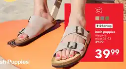 Scapino Hush Puppies suède dames bio slippers beige aanbieding