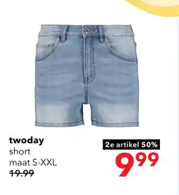 Scapino TwoDay dames denim short medium blauw aanbieding