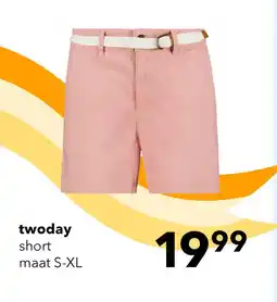 Scapino TwoDay dames bermuda short met riem lichtroze aanbieding