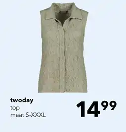 Scapino TwoDay mouwloze dames blouse groen aanbieding