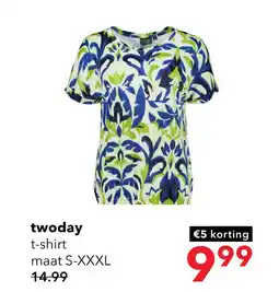 Scapino TwoDay dames top met print blauw groen aanbieding