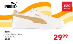 Scapino Puma Court Classic Clean heren sneakers wit aanbieding