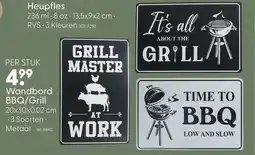 Marskramer Wandbord BBQ/Grill 3 assorti metaal 20x30x0,02cm aanbieding