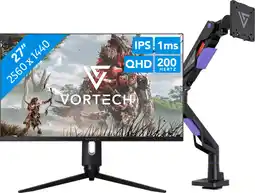 Coolblue Vortech Pro 27 inch Quad HD + Vortech Monitorarm met Gasveer aanbieding
