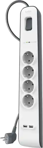 Coolblue Belkin Surge Protector 4 Outlet 2 meter 2x usb aanbieding