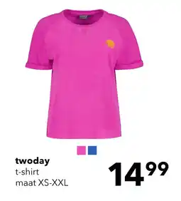 Scapino TwoDay dames badstof T-shirt roze aanbieding