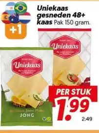 Dekamarkt Uniekaas gesneden 48+ kaas aanbieding