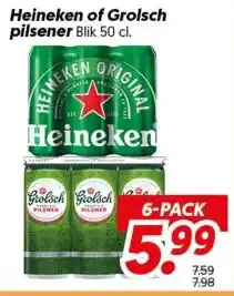 Dekamarkt Heineken of Grolsch pilsener aanbieding