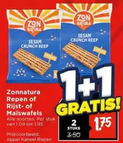 Vomar Voordeelmarkt Zonnatura Repen of Rijst- of Maïswafels aanbieding