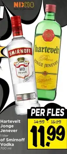 Vomar Voordeelmarkt Hartevelt Jonge Jenever of Smirnoff Vodka aanbieding