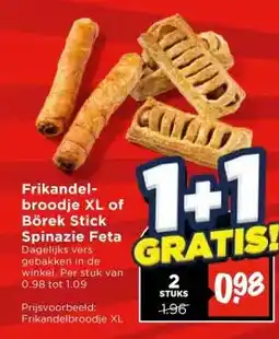 Vomar Voordeelmarkt Frikandel- broodje XL of Börek Stick Spinazie Feta aanbieding