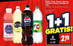 Vomar Voordeelmarkt Royal Club, Pepsi, Sourcy Vitamin Water, Rívella of 7up aanbieding