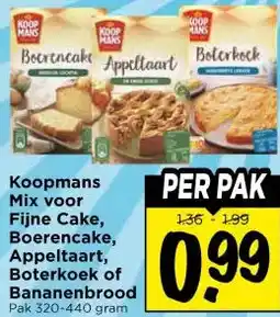 Vomar Voordeelmarkt Koopmans Mix voor Fijne Cake, Boerencake, Appeltaart, Boterkoek of Bananenbrood aanbieding