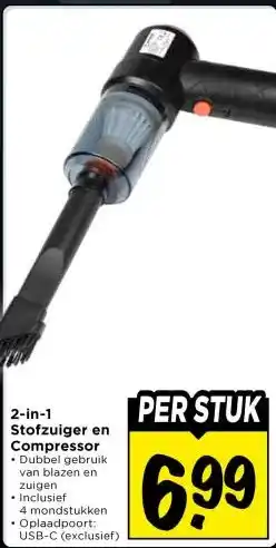 Vomar Voordeelmarkt 2-in-1 Stofzuiger en Compressor aanbieding