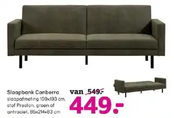 Leen Bakker Slaapbank Canberra 85x214x83 cm aanbieding