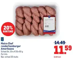 Makro Metro Chef runderhamburger Amerikaans aanbieding