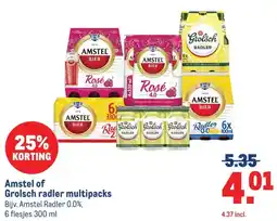 Makro Amstel of Grolsch radler multipacks aanbieding