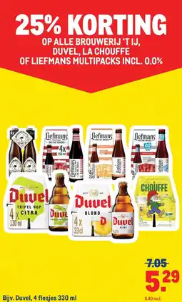 Makro OP ALLE BROUWERIJ 'T IJ, DUVEL, LA CHOUFFE OF LIEFMANS MULTIPACKS INCL. 0.0% aanbieding