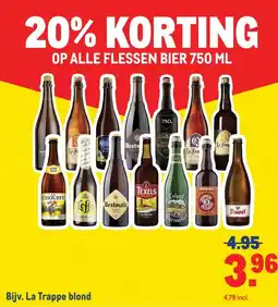 Makro OP ALLE FLESSEN BIER 750 ML aanbieding