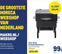 Makro Char-Broil houtskoolbarbecue aanbieding