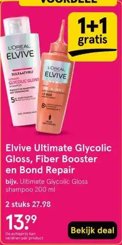 Etos Elvive Ultimate Glycolic Gloss, Fiber Booster en Bond Repair aanbieding