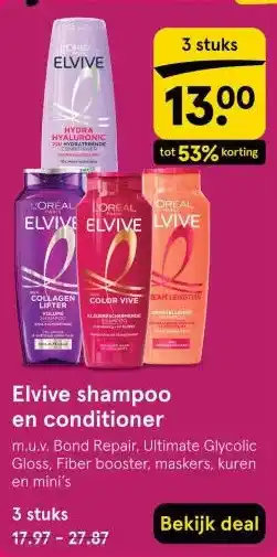 Etos Elvive shampoo en conditioner aanbieding