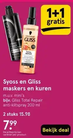 Etos Syoss en Gliss maskers en kuren aanbieding