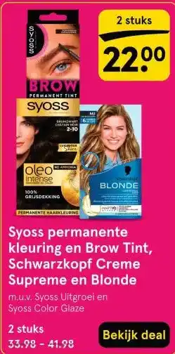 Etos Syoss permanente kleuring en Brow Tint, Schwarzkopf Creme Supreme en Blonde aanbieding