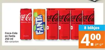 Albert Heijn Coca-cola en fanta 250ml aanbieding