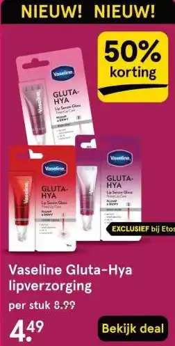 Etos Vaseline Gluta-Hya lipverzorging aanbieding