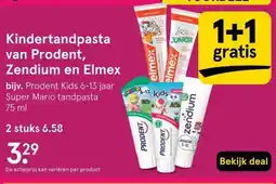 Etos Kindertandpasta van Prodent, Zendium en Elmex aanbieding