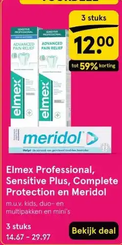 Etos Elmex Professional, Sensitive Plus, Complete Protection en Meridol aanbieding